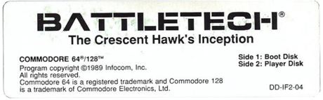 Das Etikett der BattleTech-Diskette