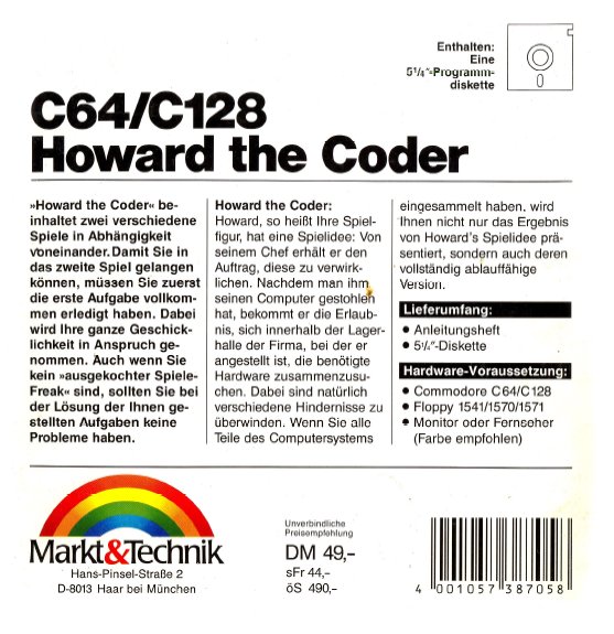 Datei:Howard the Coder (Markt und Technik) (Disk) Back Cover.jpg