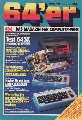 Titelblatt der Erstausgabe 64'er Magazin 04/1984
