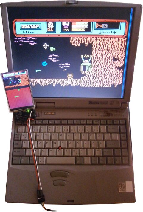 Kopplung zwischen meinem C64-Emulator "Y64" und einem Arduino Mega 2560 während des Spiels "Starquake".